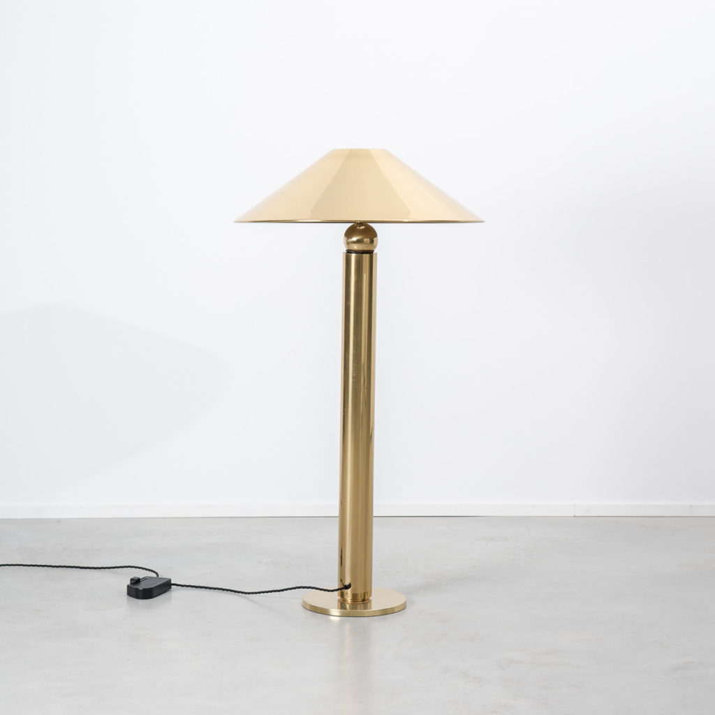 Midcentury conical brass floor lamp