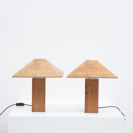 Pair of plywood wooden lamps