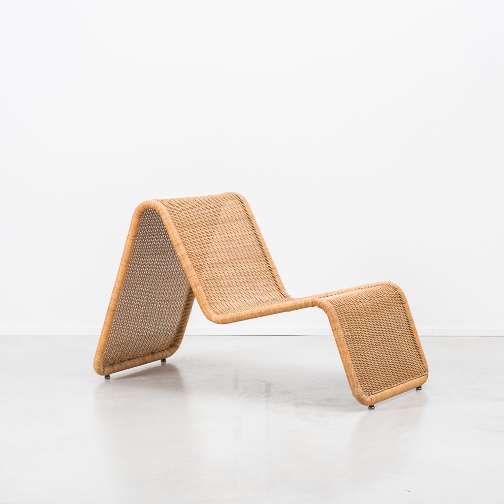 Rattan easy chair after Tito Agnoli