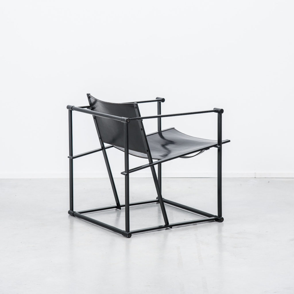 Radboud Van Beekum FM60 Black Leather Cube Chairs
