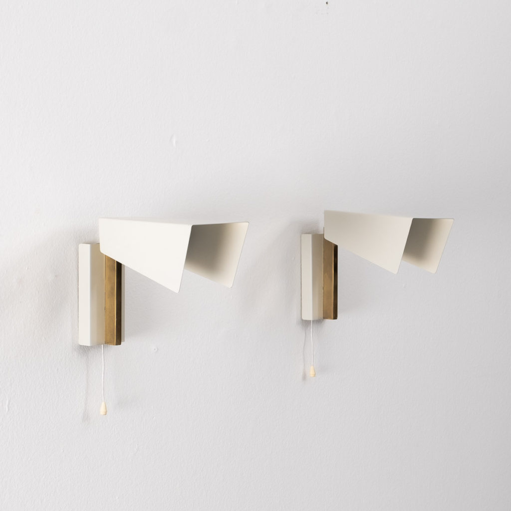 Midcentury metal and brass wall lamps