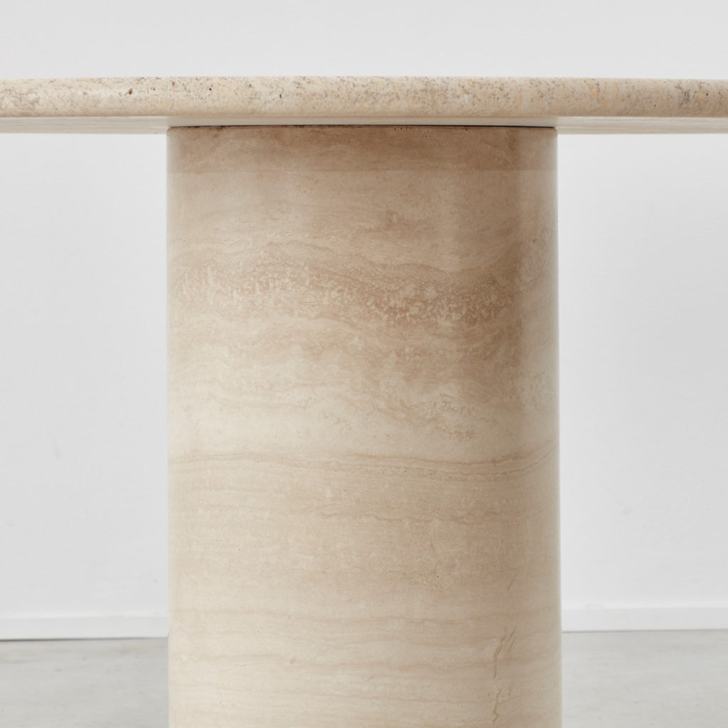 Travertine pedestal dining table