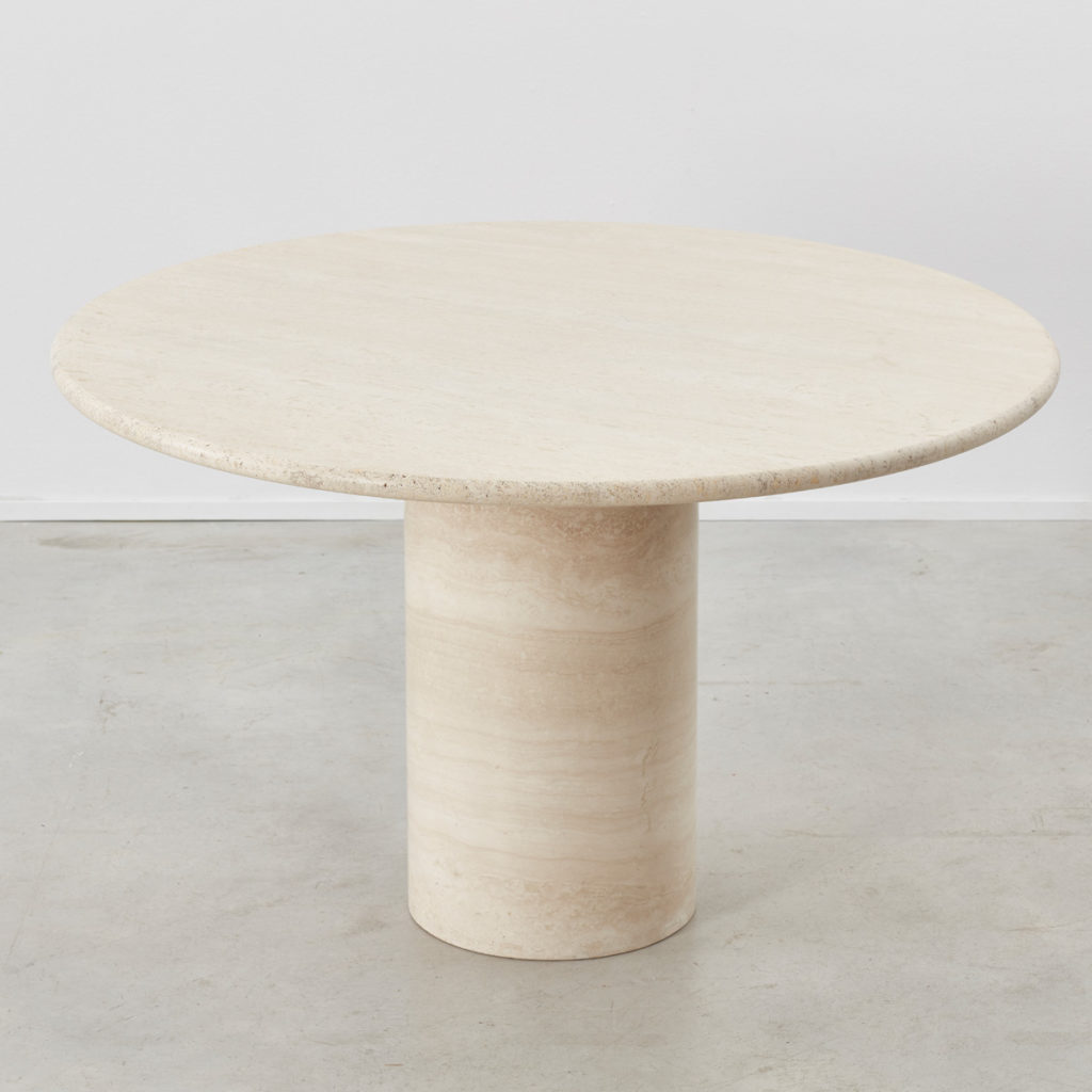 Travertine pedestal dining table
