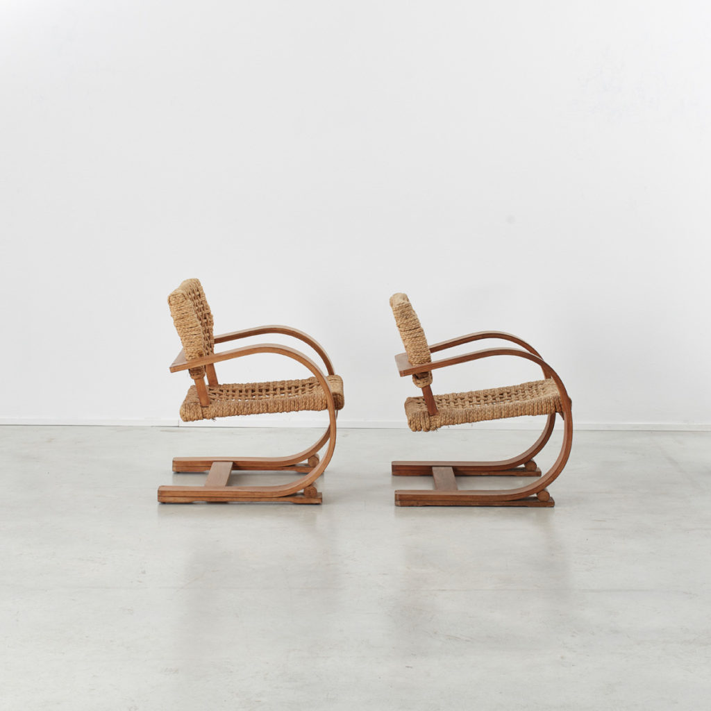 Pair Audoux and Minet rope chair s
