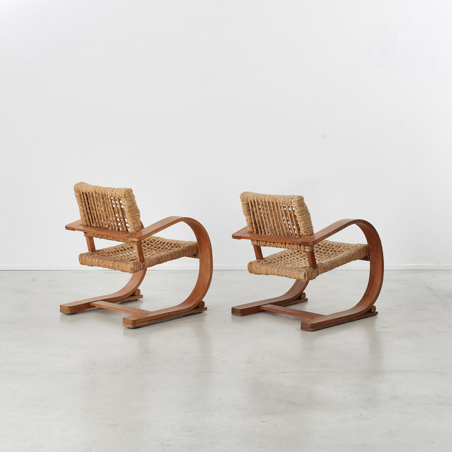 Pair Audoux and Minet rope chair s