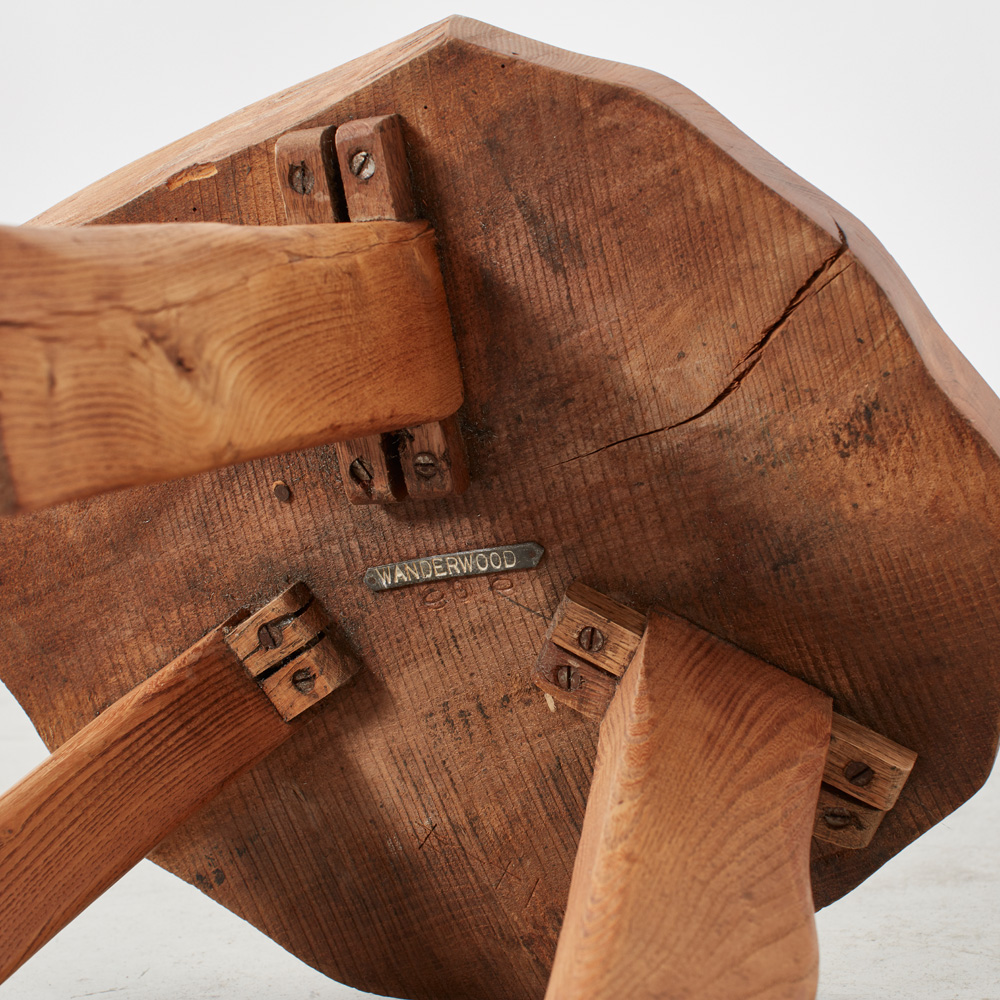 Pair primitivist wooden stools