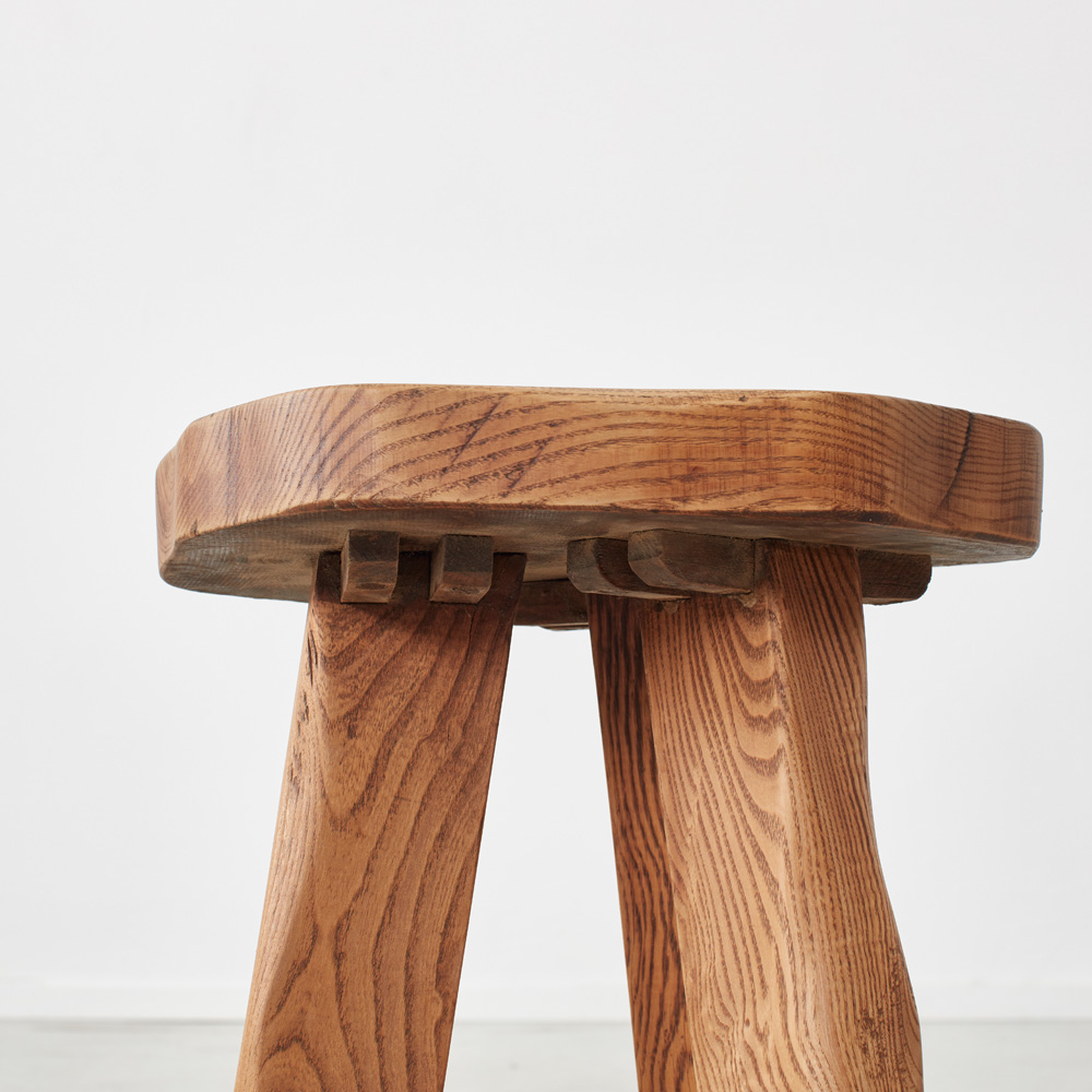 Pair primitivist wooden stools