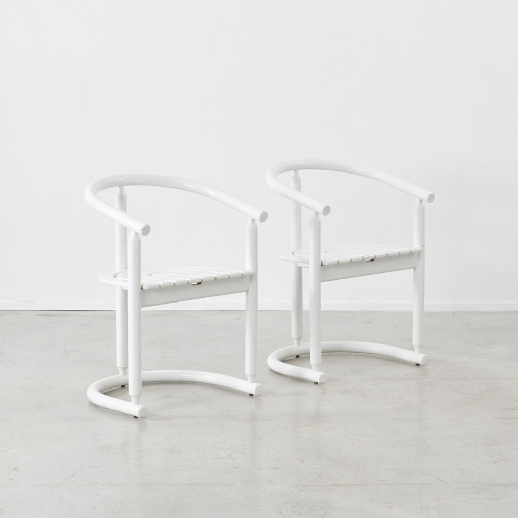 Josef Hoffman style white chairs