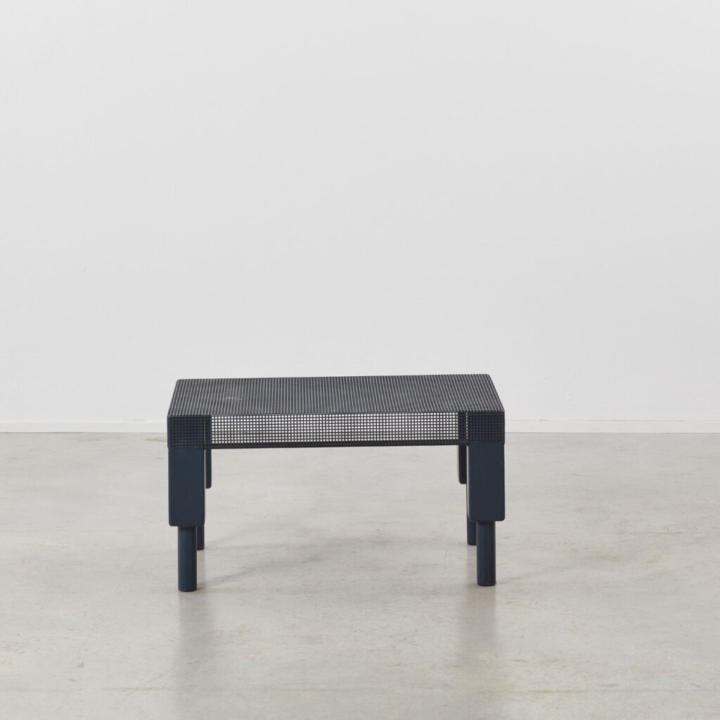 Navy perforated metal table