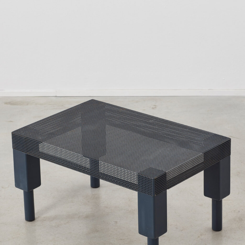Navy perforated metal table
