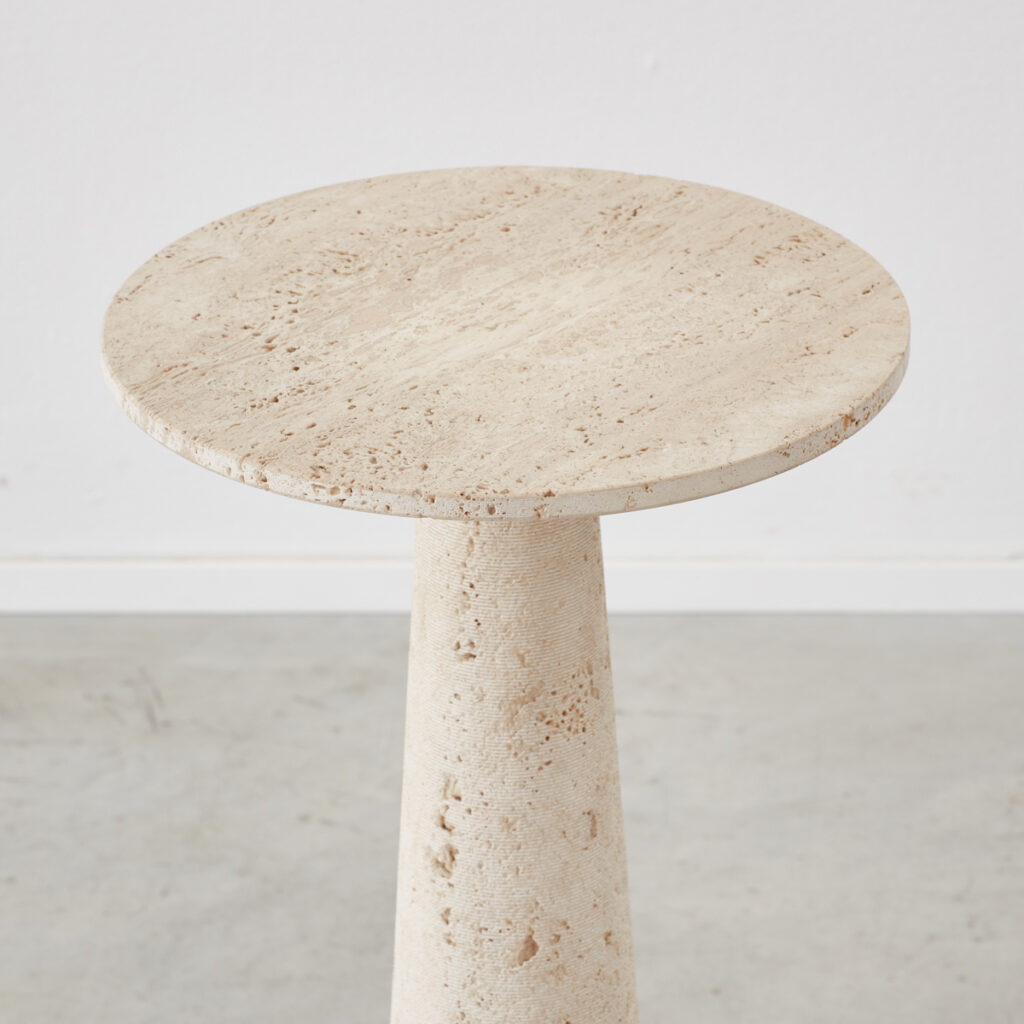 Travertine pedestal table