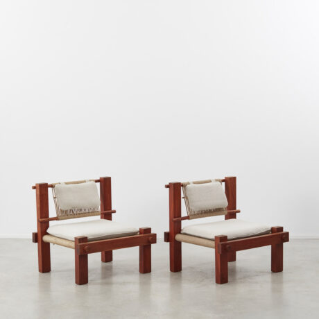 Pair constructivist rope armchairs