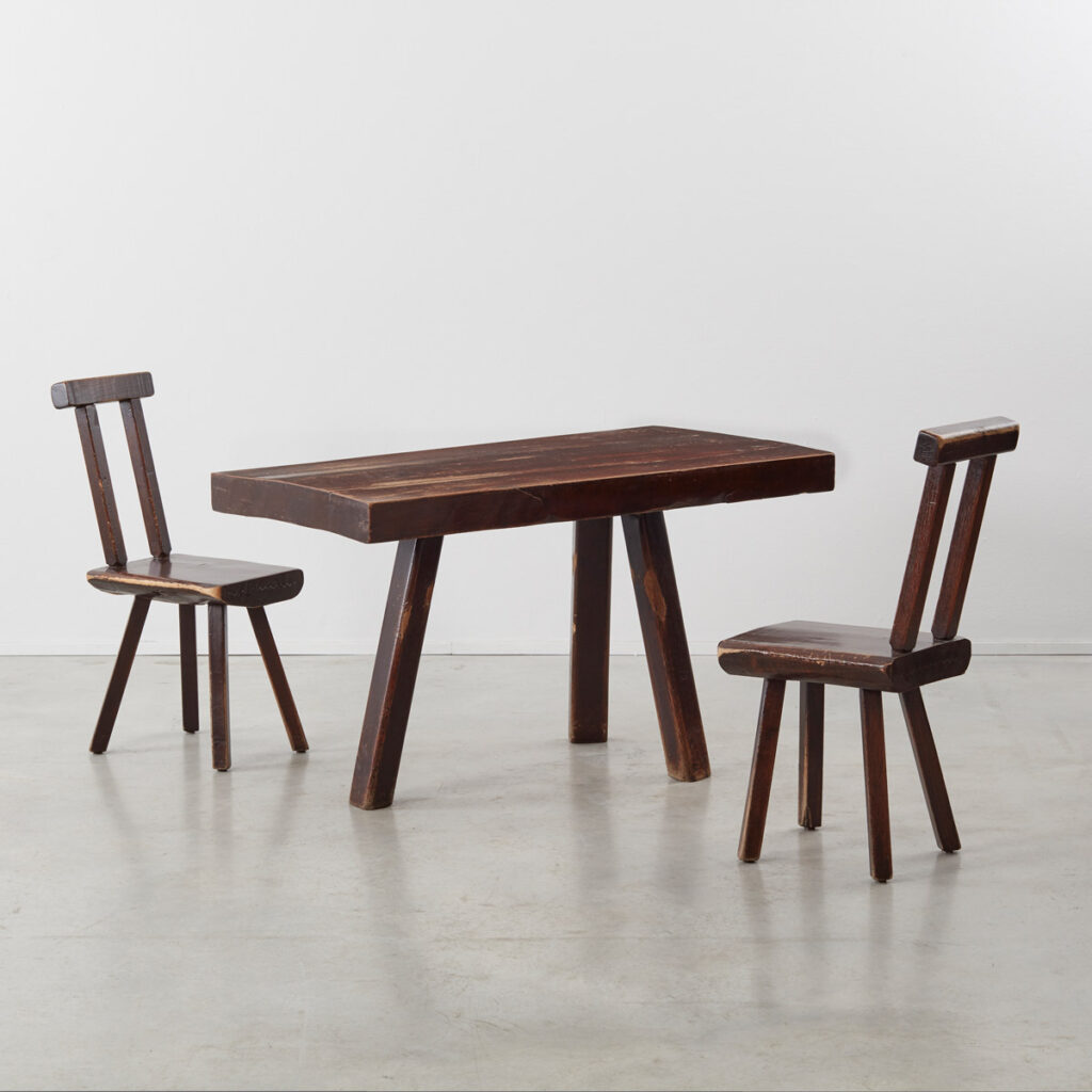 Brutalist table and chairs set