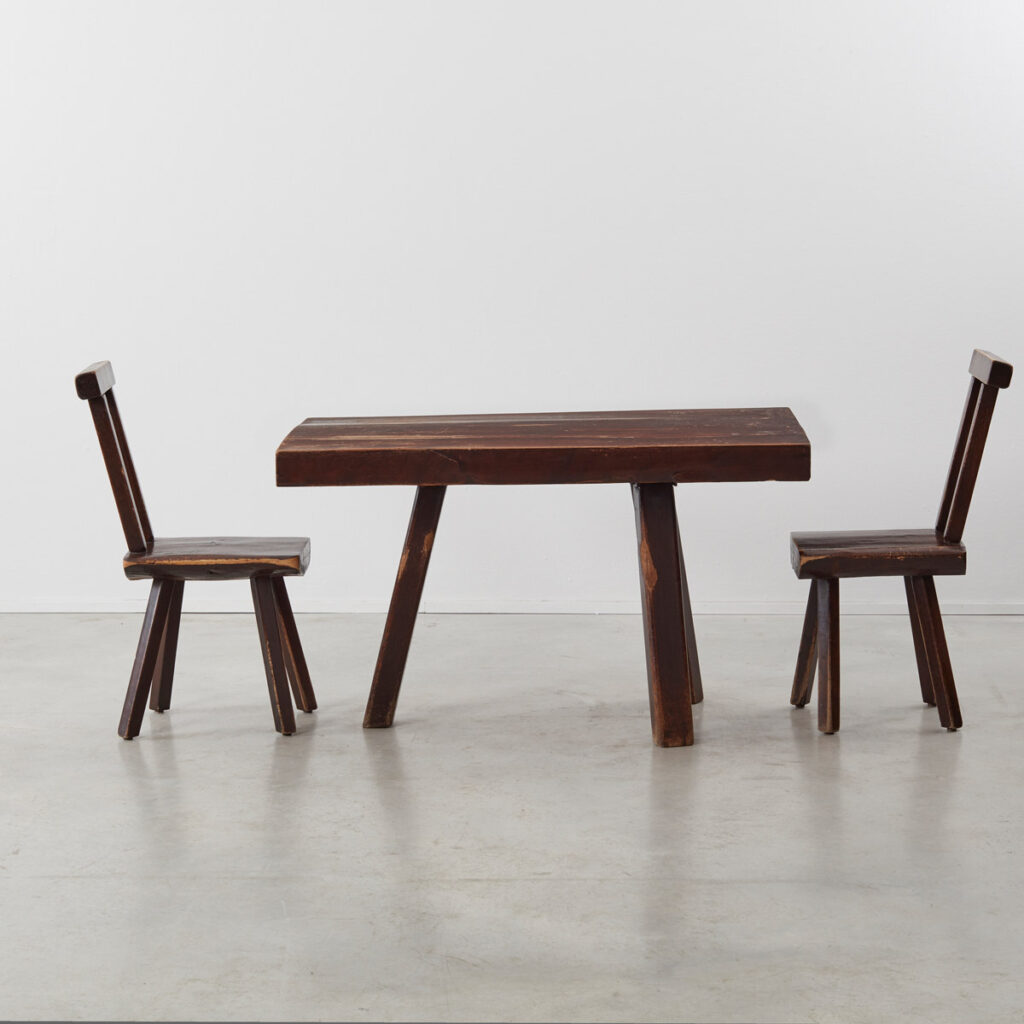 Brutalist table and chairs set