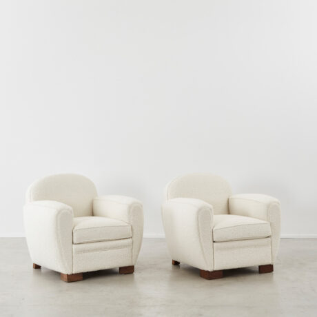 Pair bouclé club armchairs