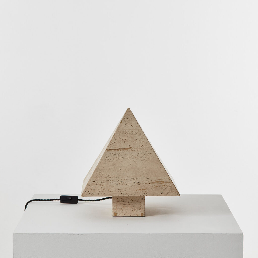 Travertine pyramid table lamp
