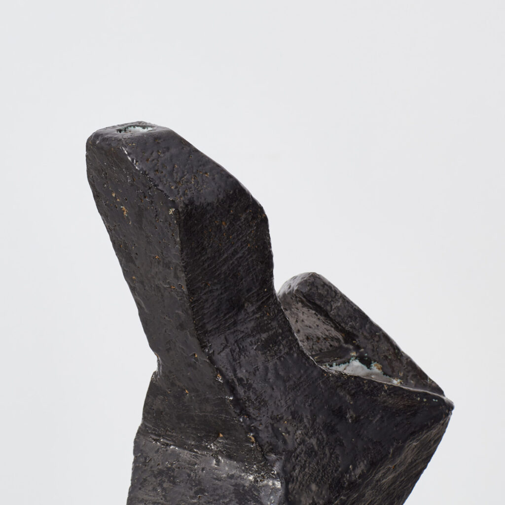 Black anthroposophic ceramic sculpture