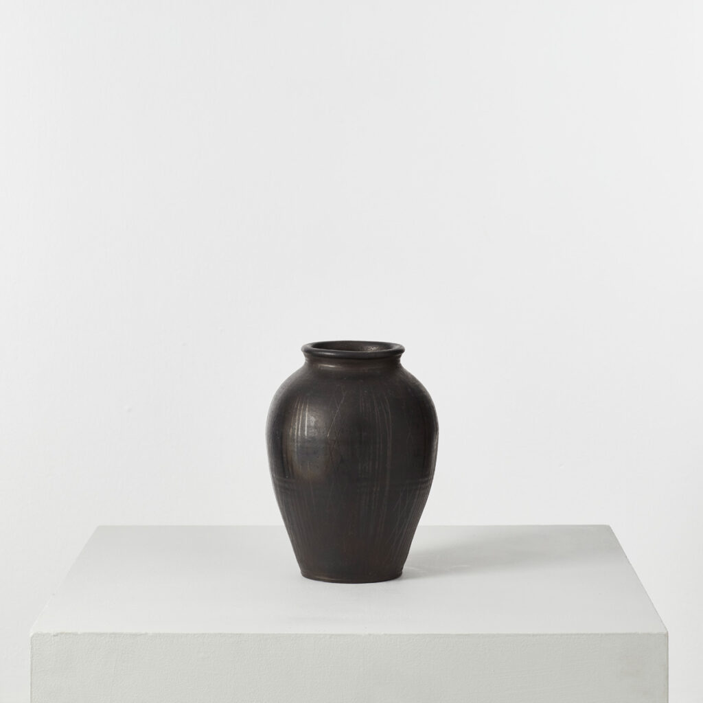 Large black ceramic vase