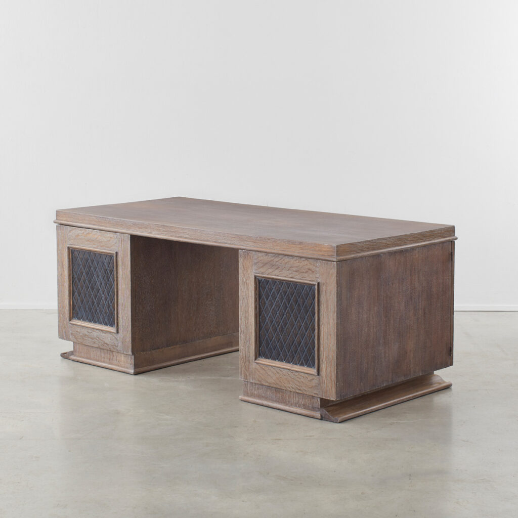 Cerused oak desk in style of Charles Dudouyt