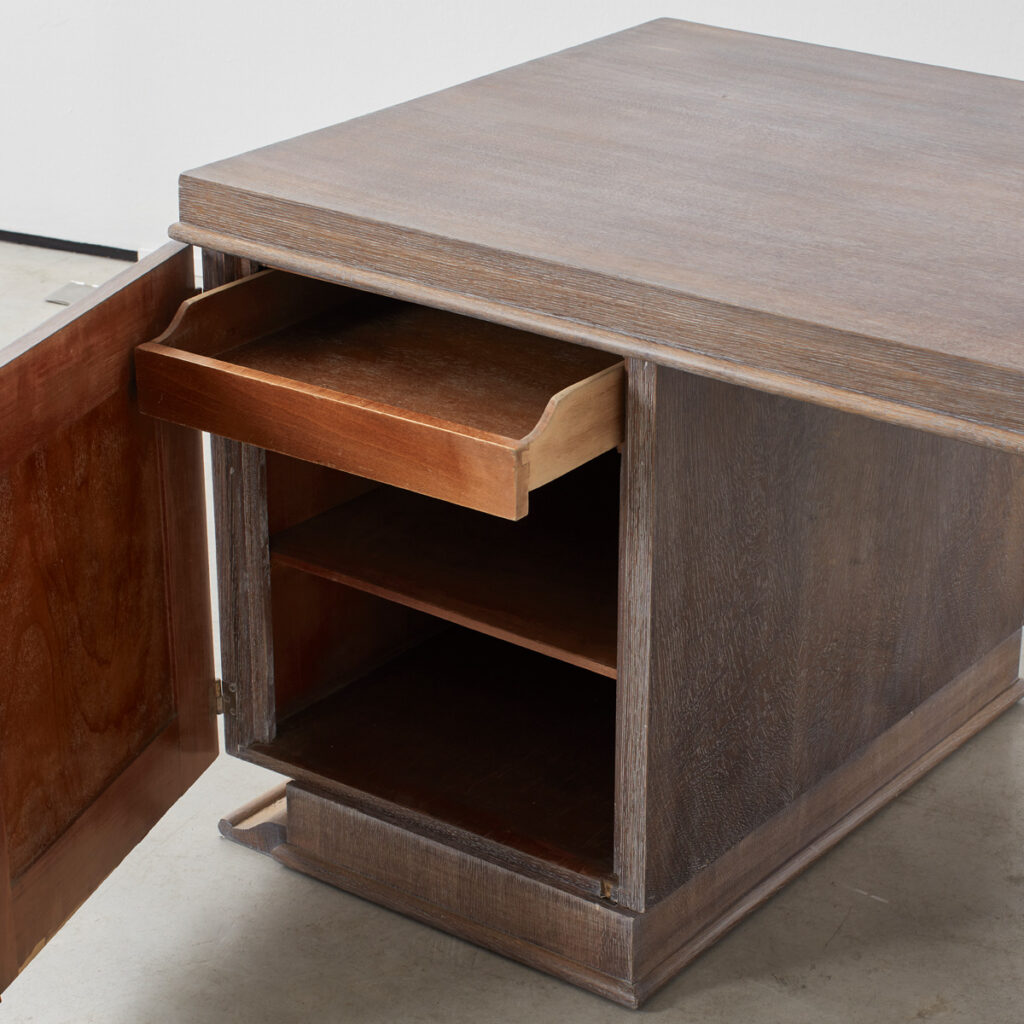 Cerused oak desk in style of Charles Dudouyt