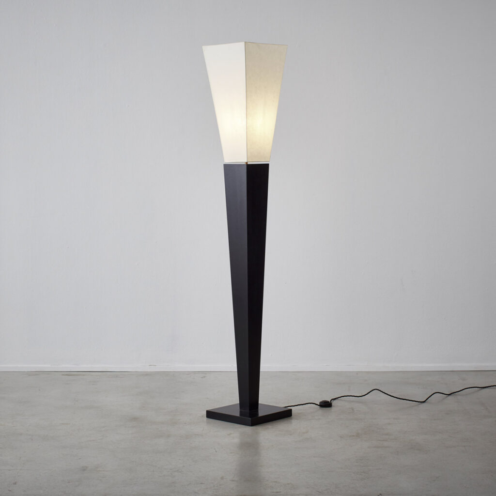 Art deco floor lamp with uplighter paper shade
