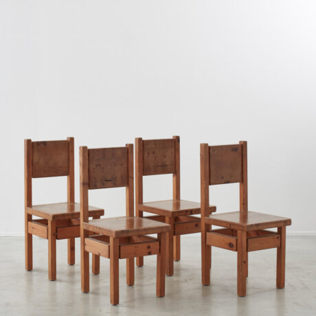 Set of four Leif Wikner pine dining chairs