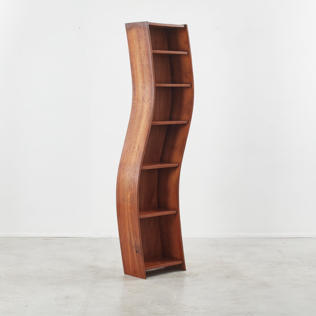 Pair of wavy wooden shelves