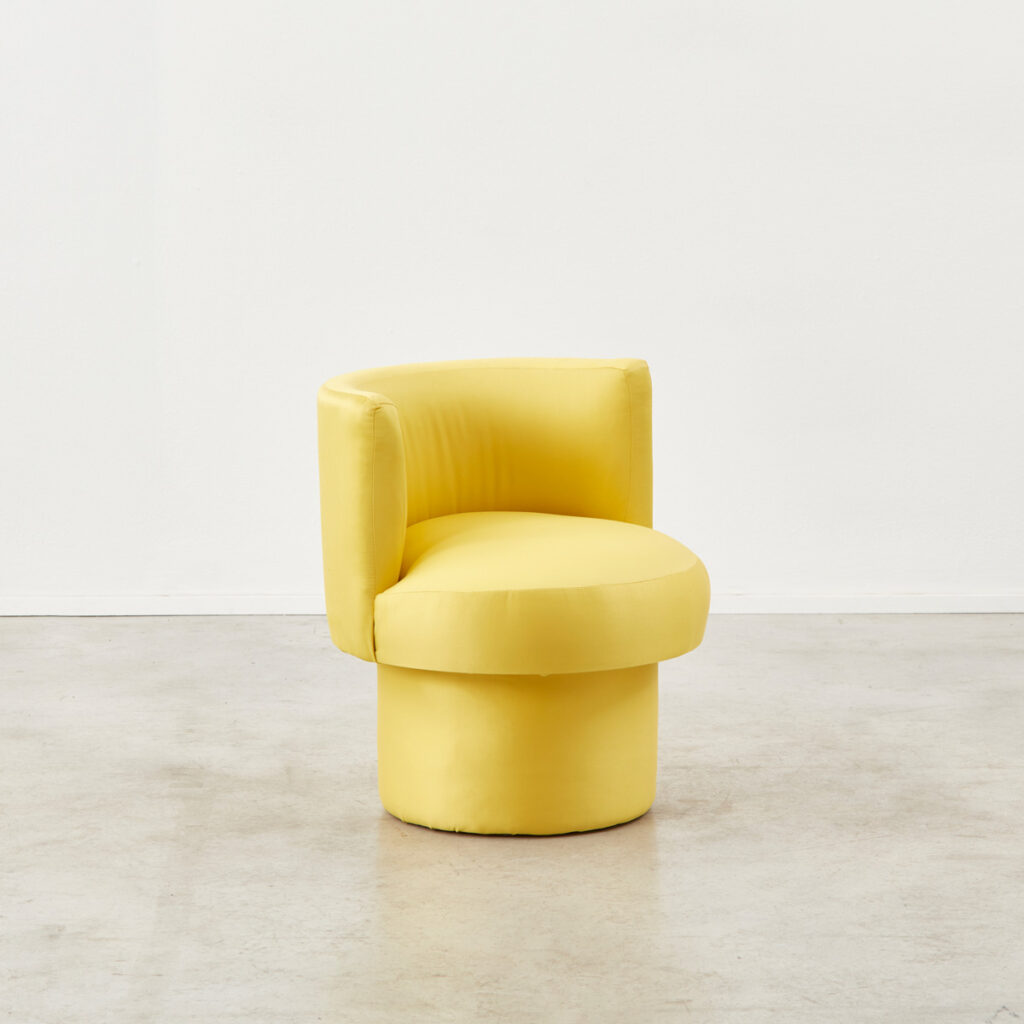 Pair of upholstered yellow cocktail chairs