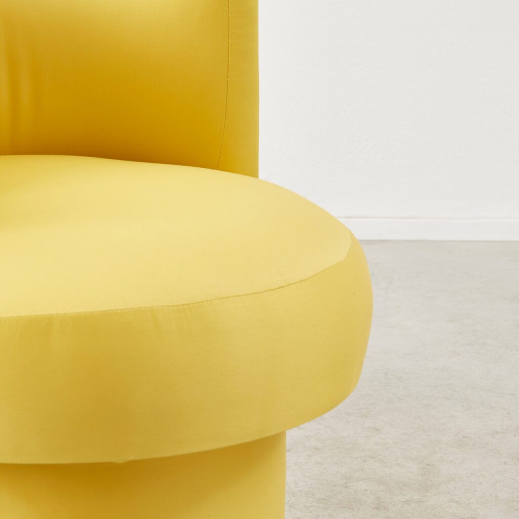 Pair of upholstered yellow cocktail chairs