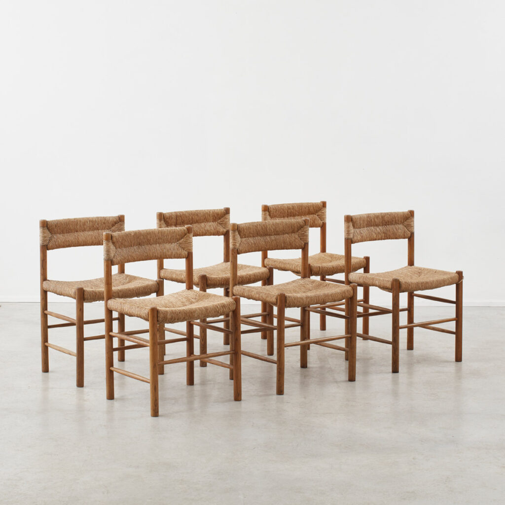 Set of six Charlotte Perriand Dordogne chairs