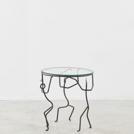 Wrought iron and glass table