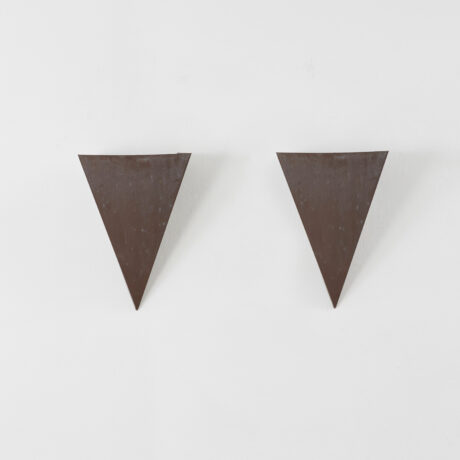 Pair patinated steel wall sconces