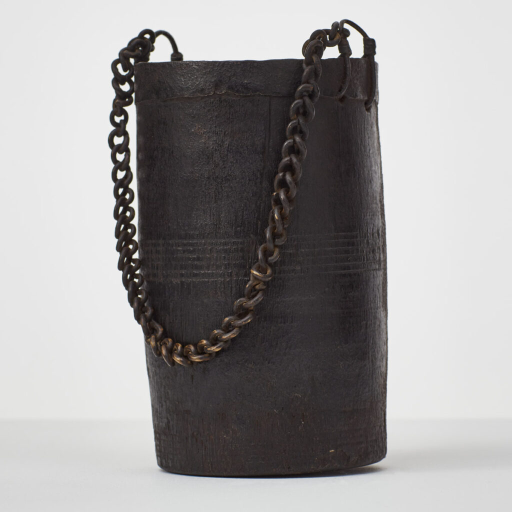 17th Century antique pail with chain handle
