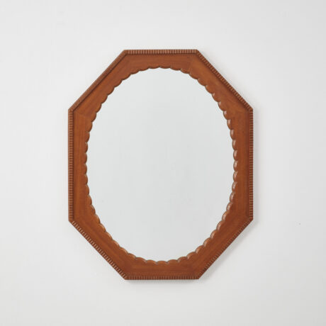 Scalloped wooden Art Deco mirror
