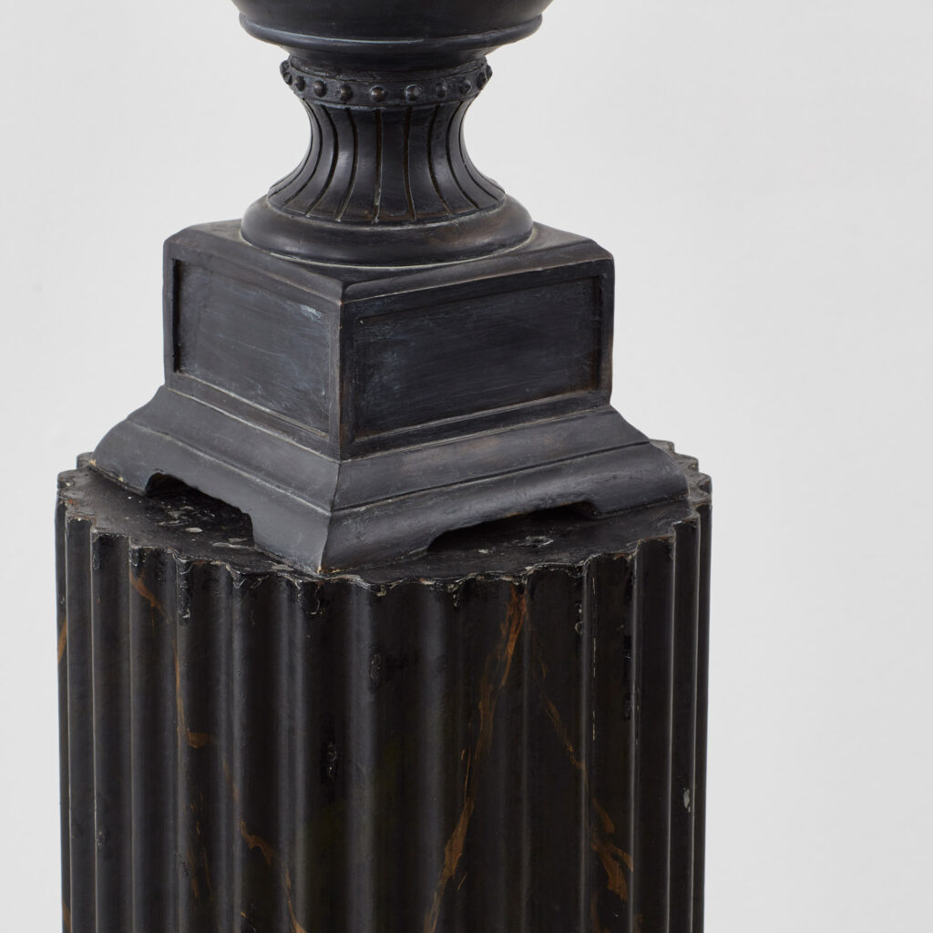 Scalloped tin plinth with lamp