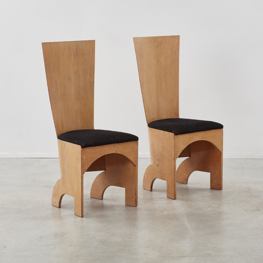 Set of two rare Gerald Summers high back chairs