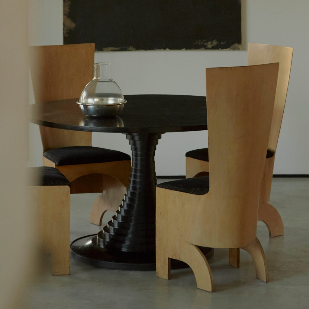 Set of two rare Gerald Summers high back chairs