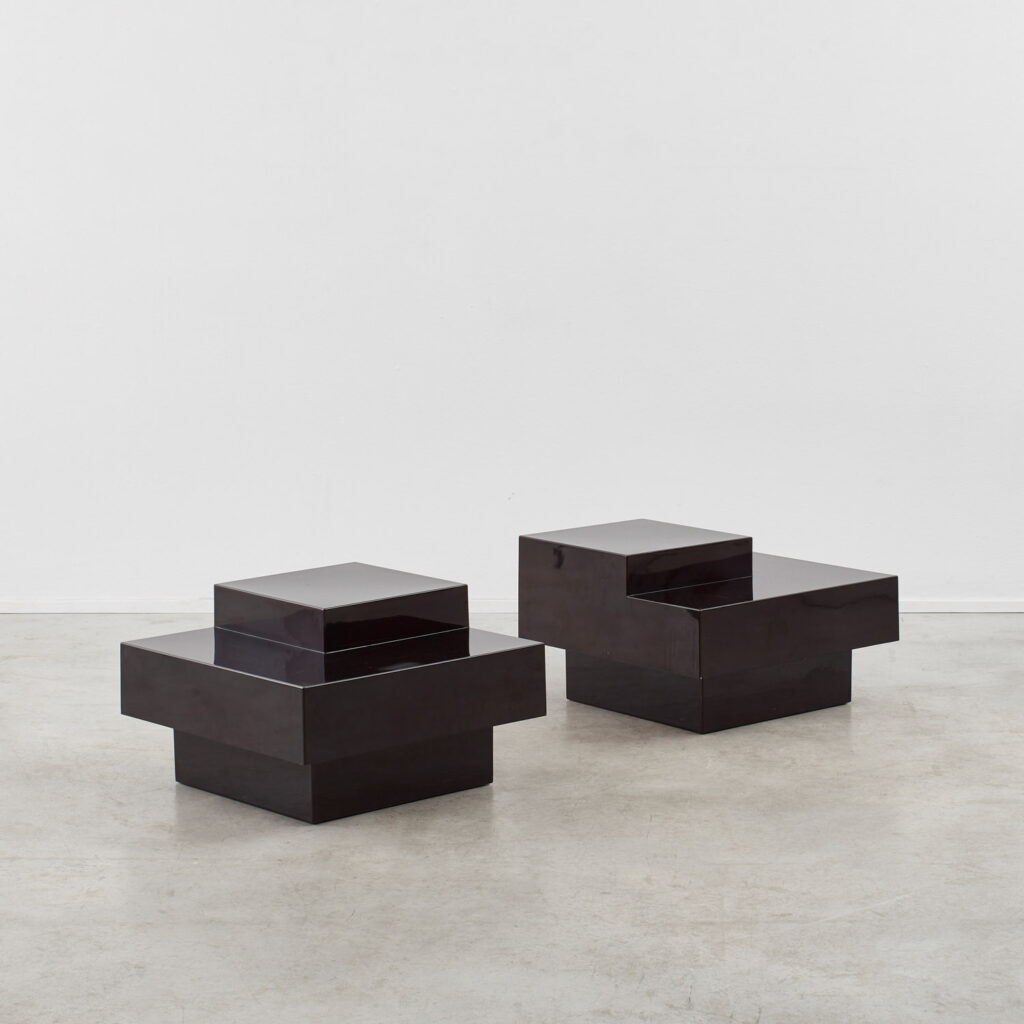 Pair of side tables in dark brown bakelite