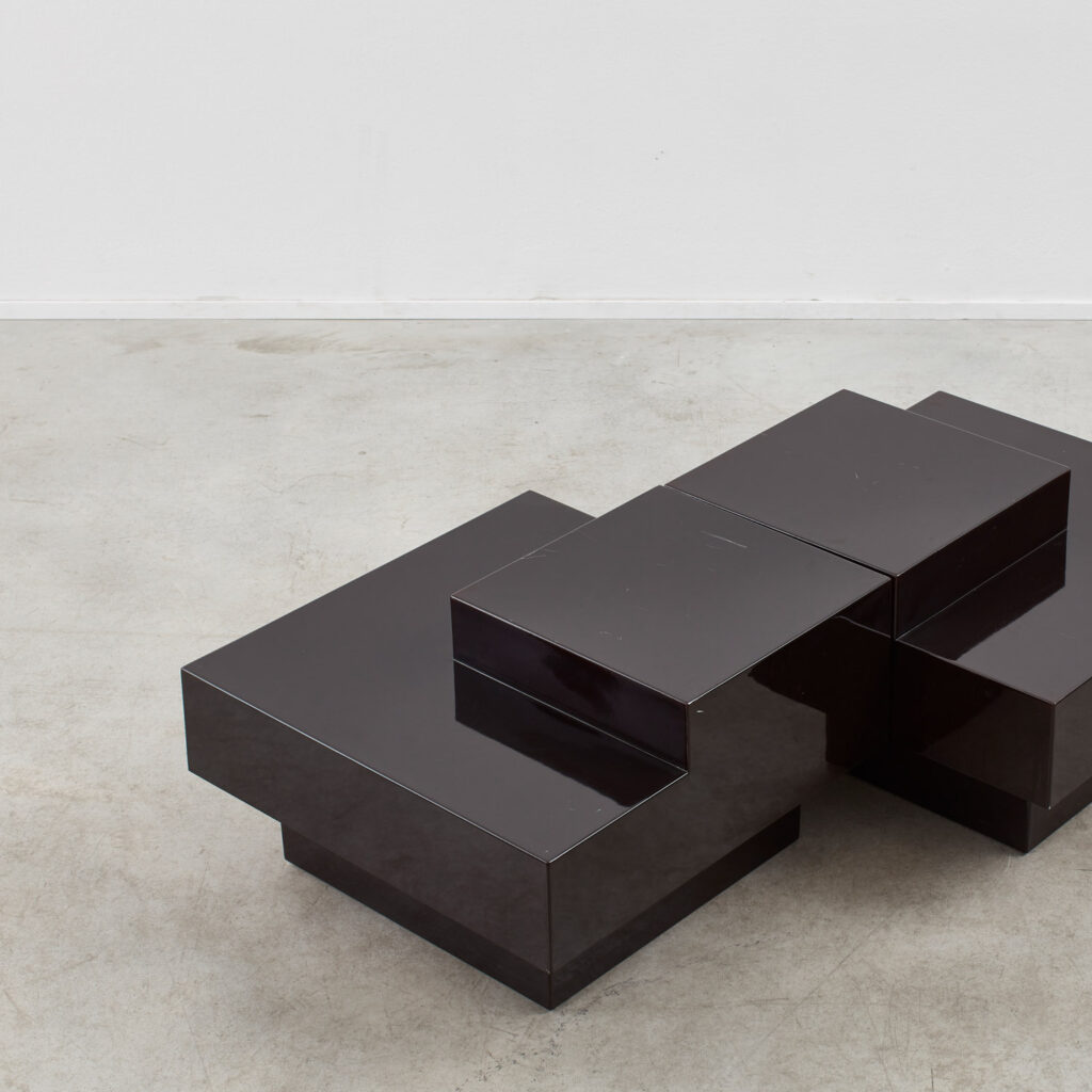 Pair of side tables in dark brown bakelite