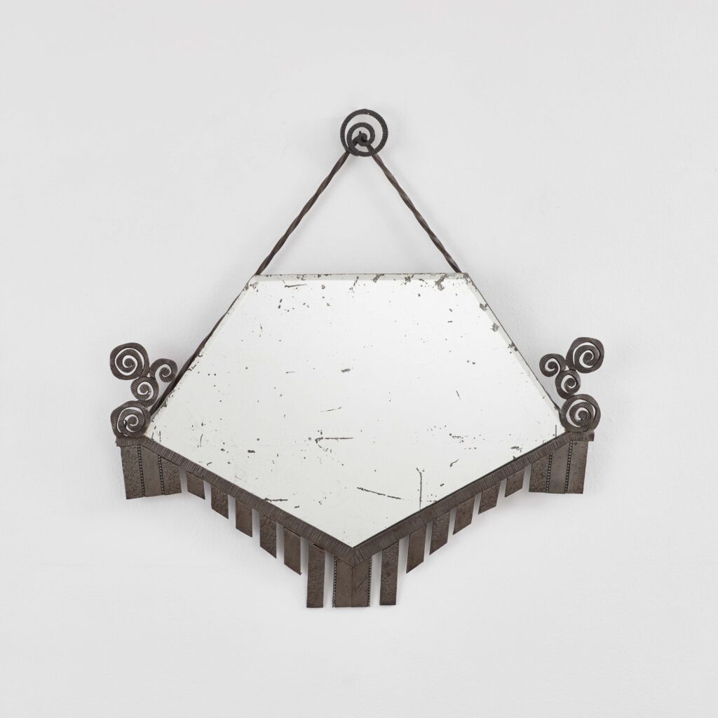 Denand signed wrought iron mirror