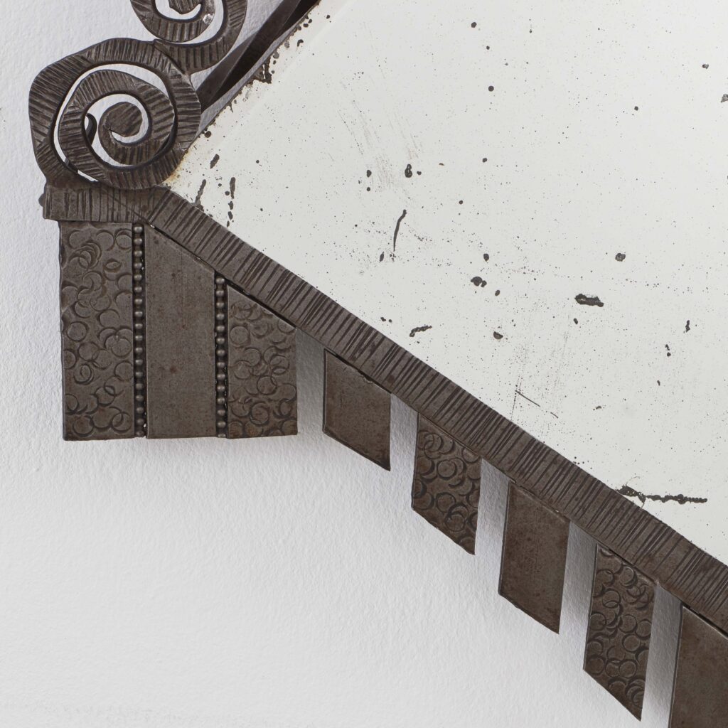 Denand signed wrought iron mirror