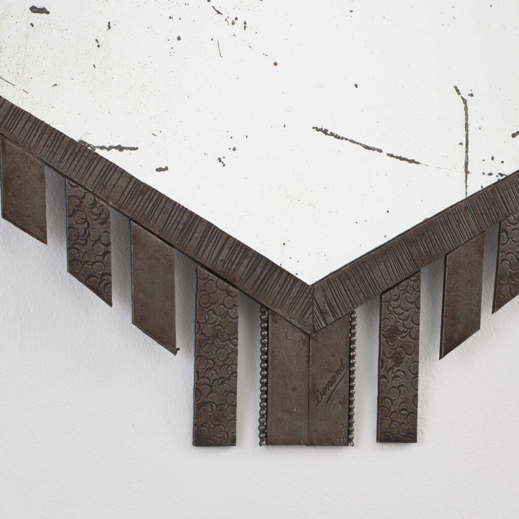 Denand signed wrought iron mirror