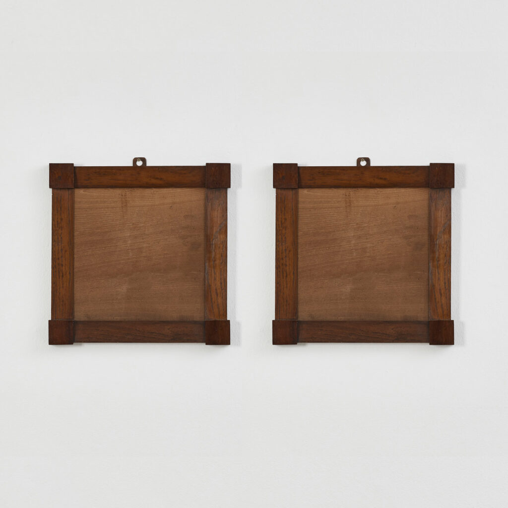 Pair of square walnut veneer frames