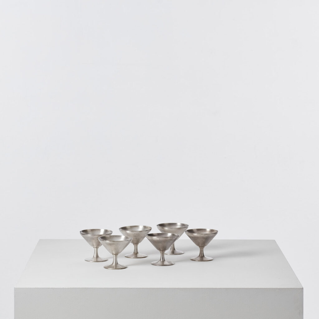Gio Ponti six silver-plated cups