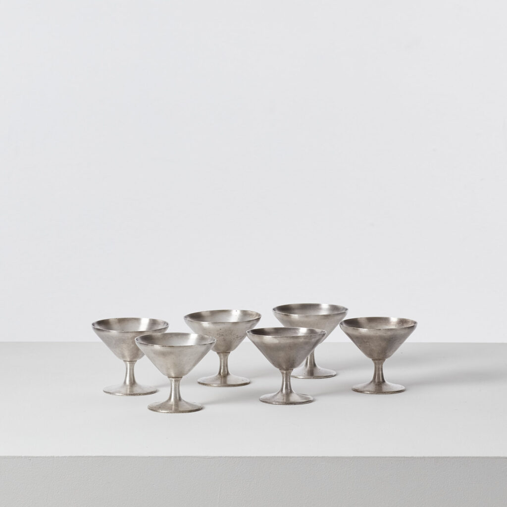 Gio Ponti six silver-plated cups
