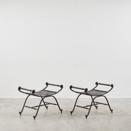 Pair of Regency-style metal garden seats