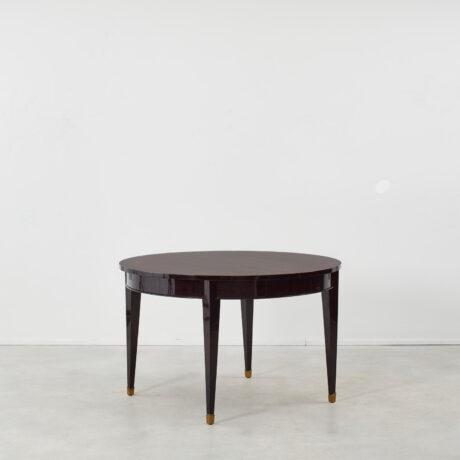 Art Deco round table in Macassar ebony veneer